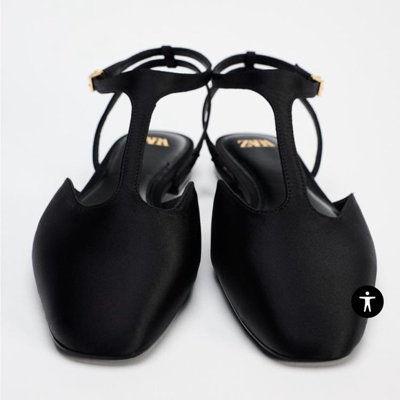 Black Satin Ballerina flat -Zara new current season - Picture 4 of 10
